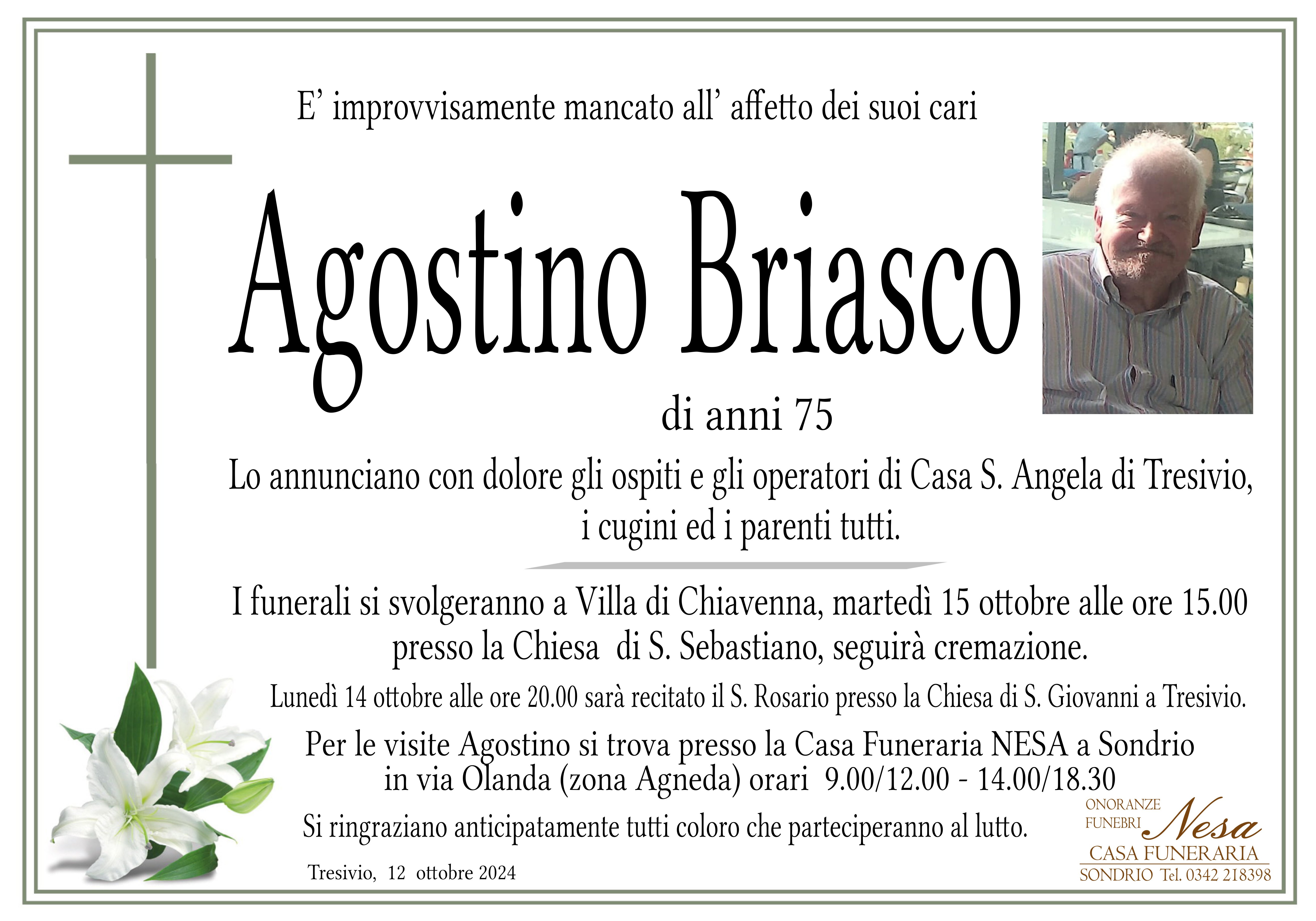 Necrologio Agostino Briasco